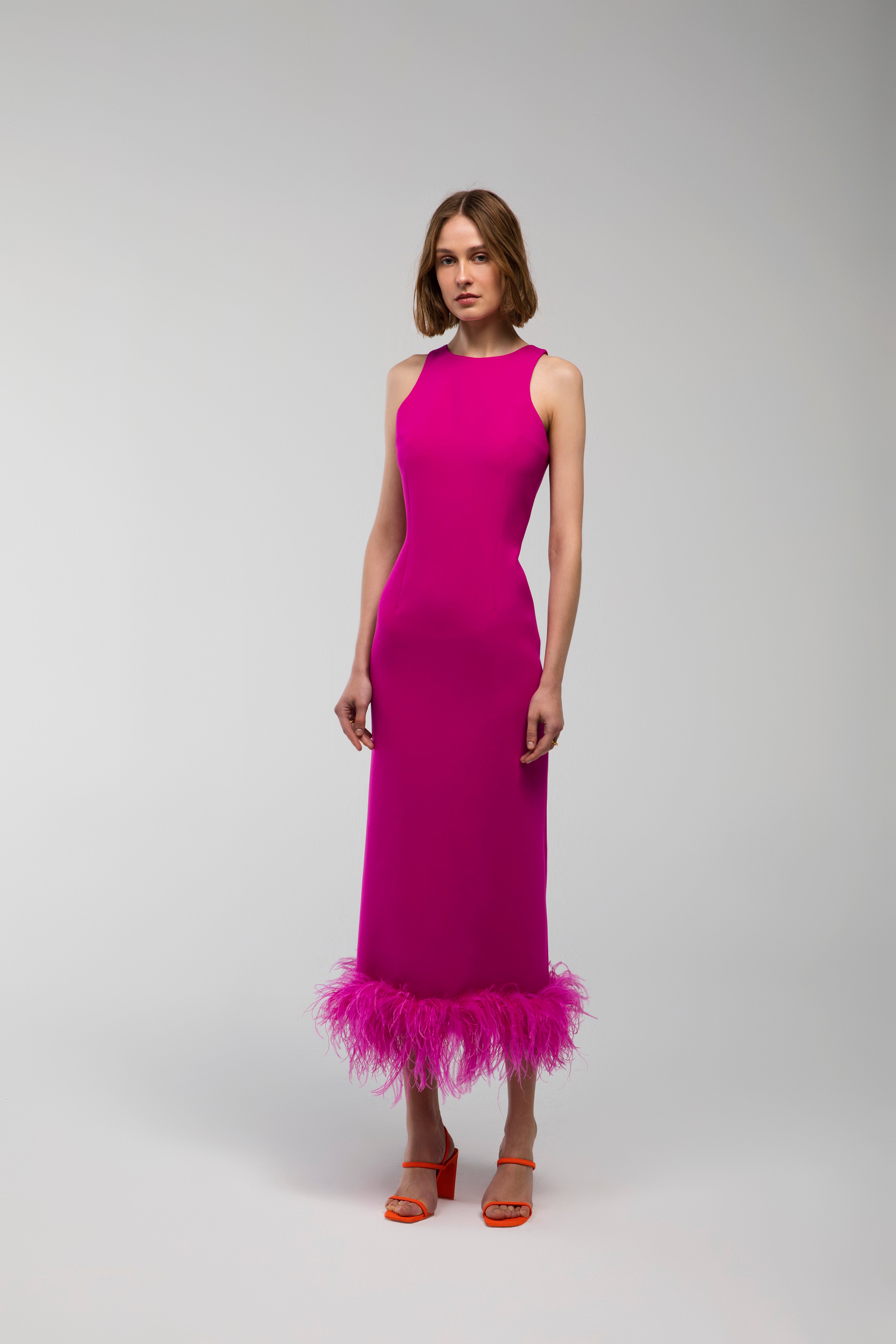 Feather dress midi best sale