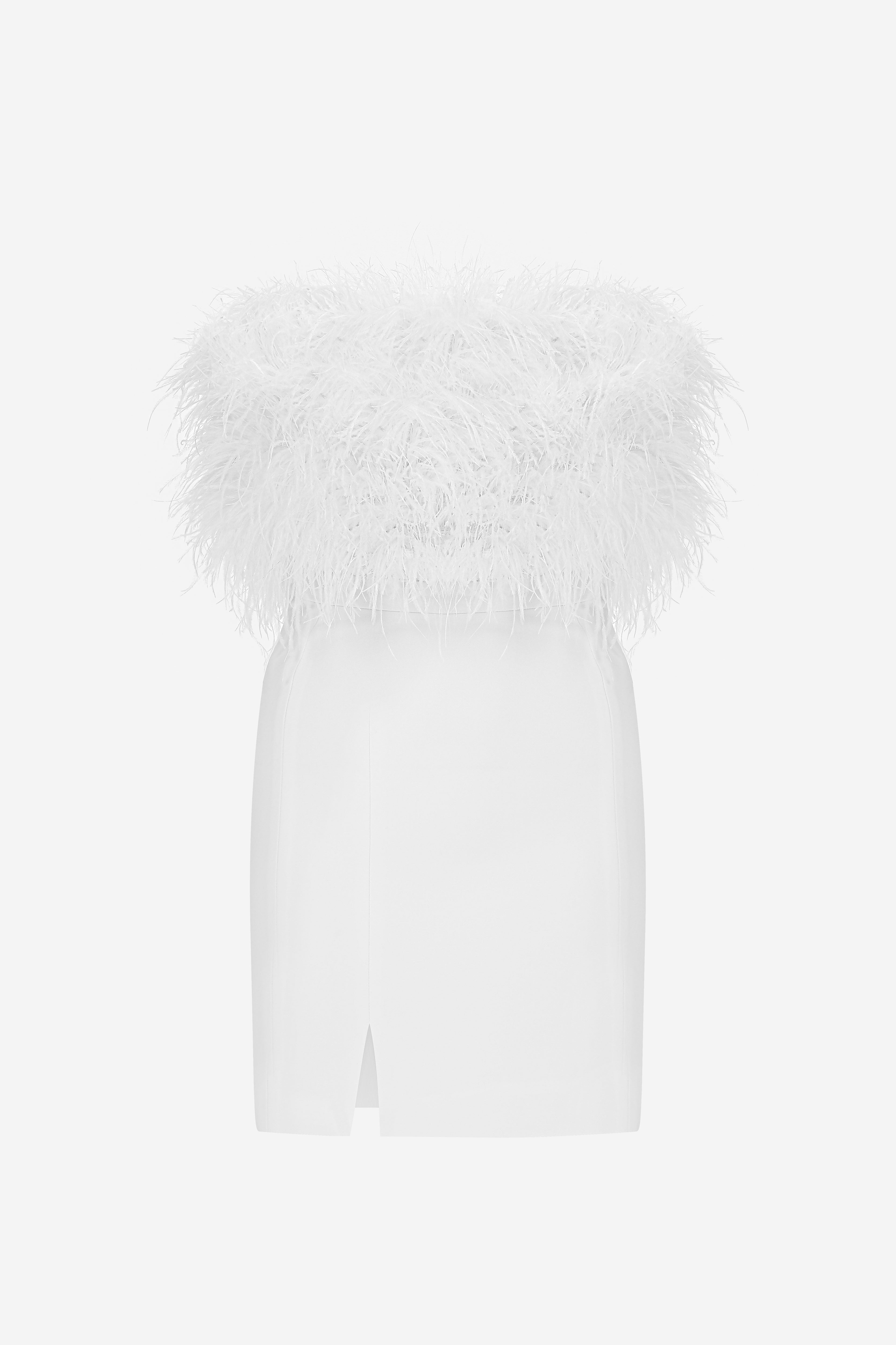 White Ostrich Feather Dress